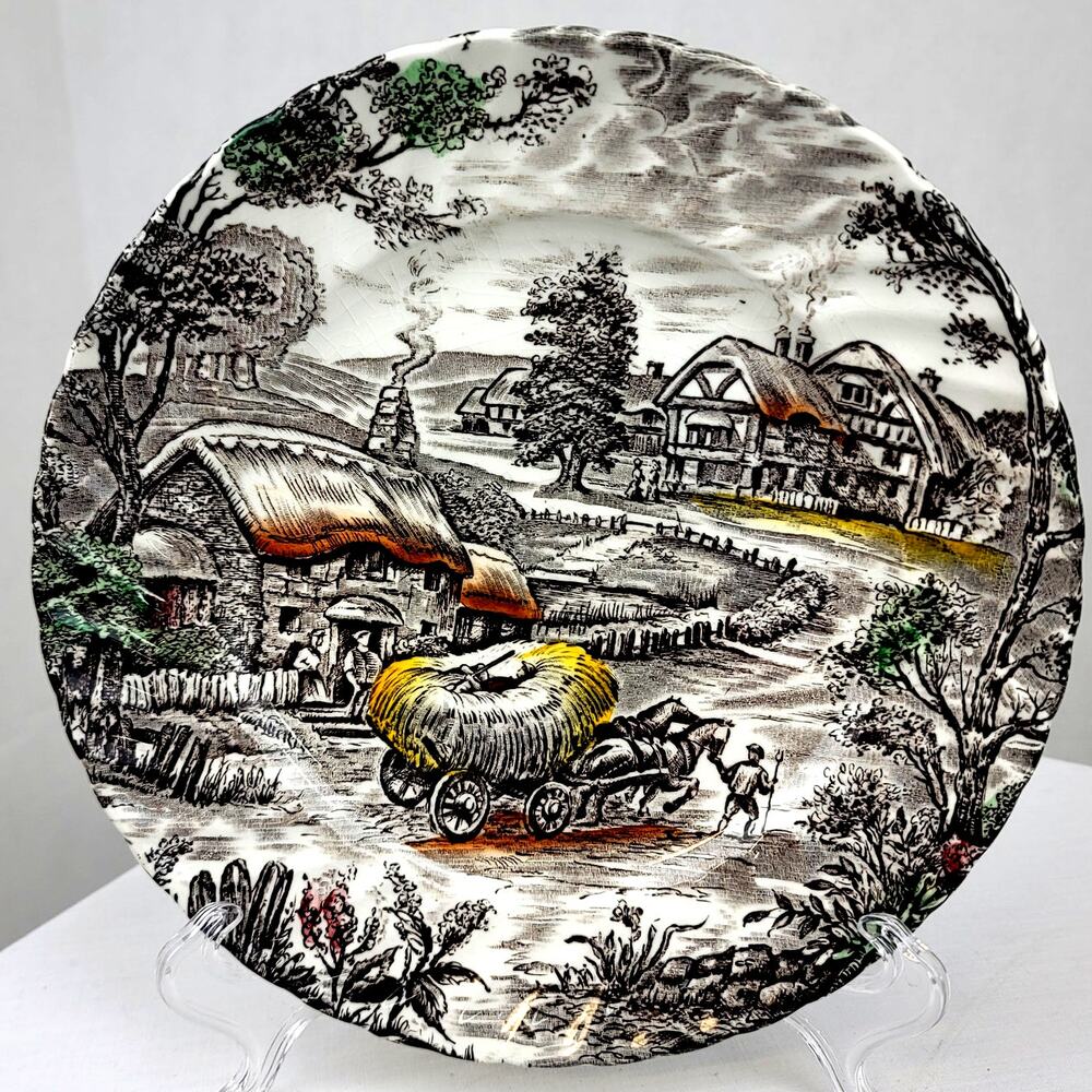 Yorkshire Staffordshire England Ironstone Salad Plate Genuine Hand Engraved 4405